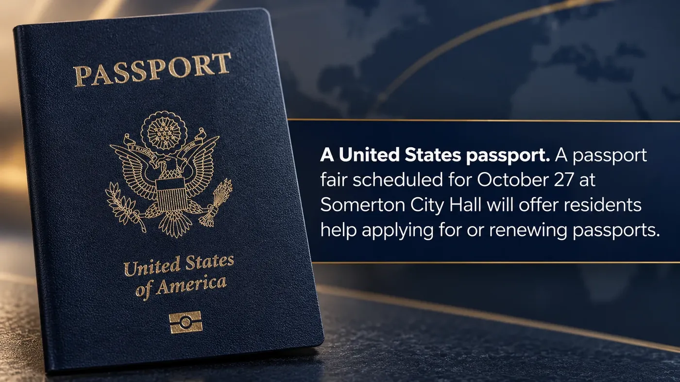 Yuma Informed graphic: Somerton passport fair, October 27 from 3 to 6 p.m. at City Hall, on a warm sand-colored background.